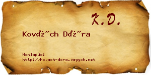 Kovách Dóra névjegykártya